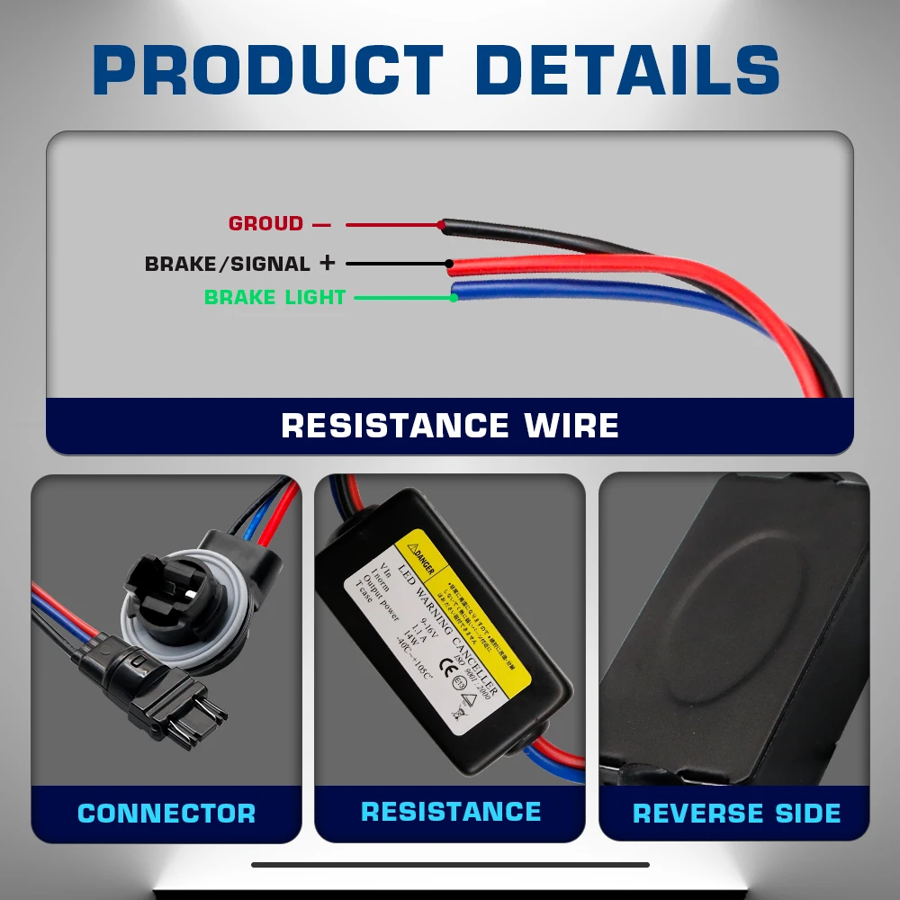 Erro Free Car Load Resistor, Canbus, Cancelador de Aviso, Anti Flicker, Luz LED, Decodificador, BA15S, 1156, 1157, PY21W, 7443, 7440, 1Pc