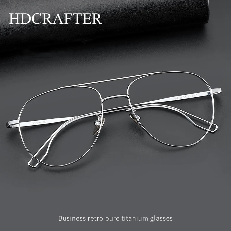 HDLosFTER-Monture de lunettes optiques en alliage de titane pour hommes, double pont, contrevenants, lunettes de soleil