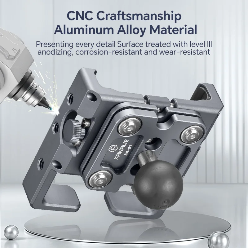 FANAUE سبائك الألومنيوم دراجة نارية حامل هاتف ملحق مع 1 بوصة الكرة العالمية المضادة للاهتزاز امتصاص الصدمات لحامل رام