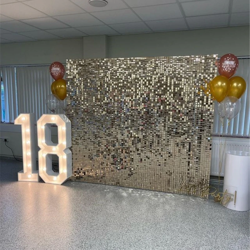 

Glitter Bling Curtain Decorative 12/16/18pcs Shimmer Wall Backdrop Panels for Engagement Wedding Marriage Arrangement Decoration