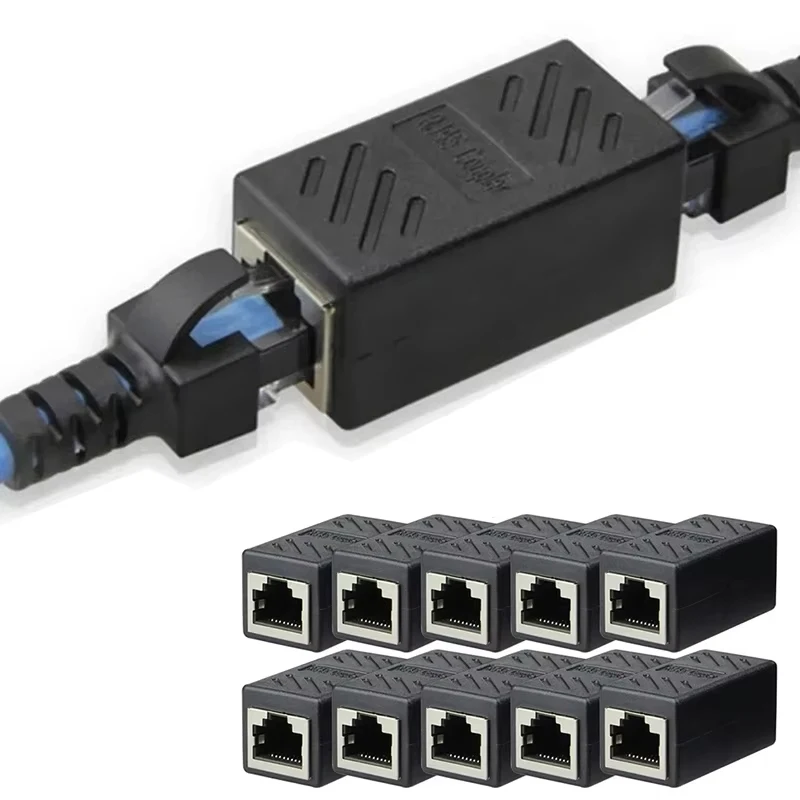 20pcs RJ45 Coupler Extender Connector Cat5 Cat6 Cat7 Ethernet Coupler Female To Female Hardware Adapters For PC Computer Laptops