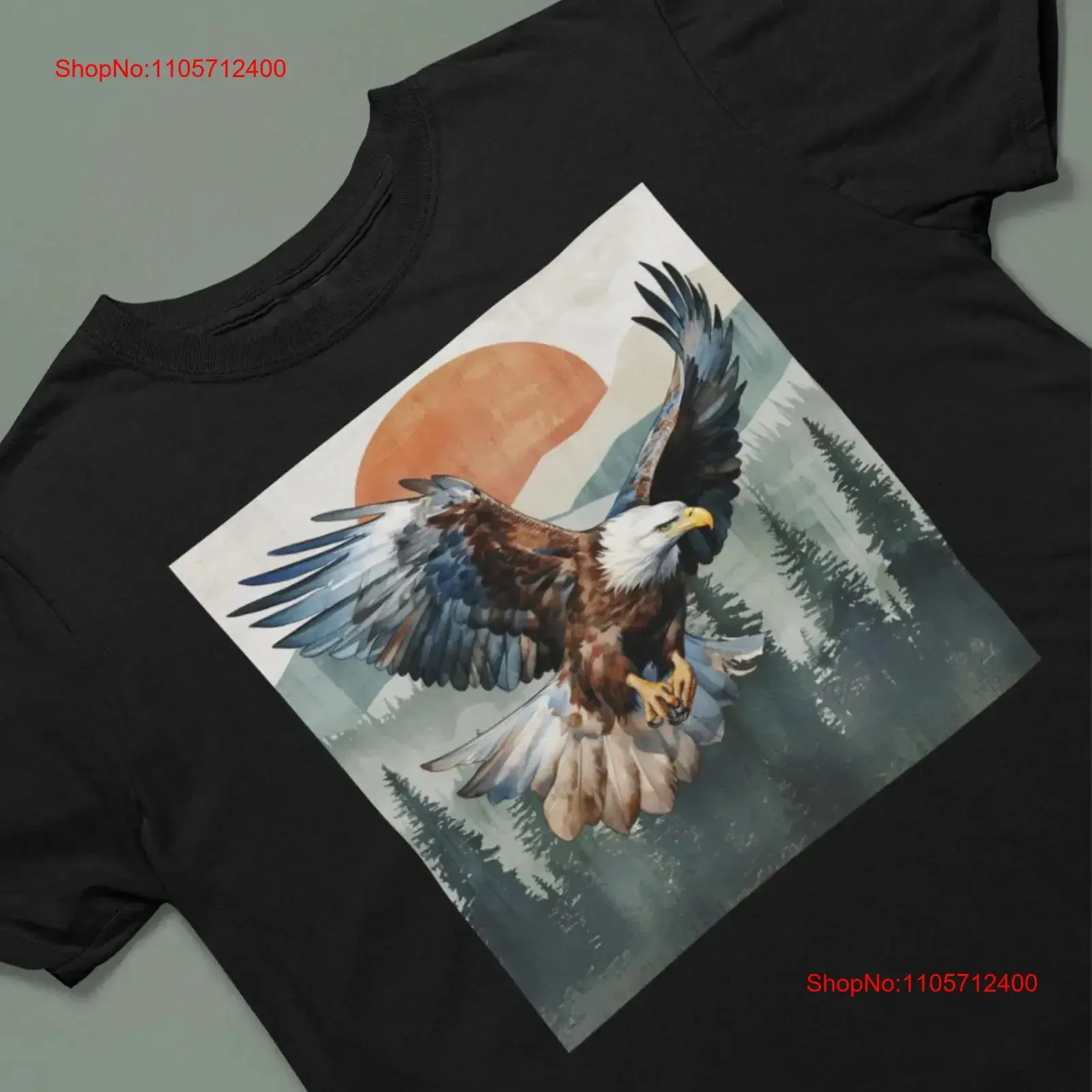 Soaring Bald Eagle T shirt with Sunset and Forest Wilderness Heavy Cotton vintage Washed Soft Stylish Comfortable Unisex