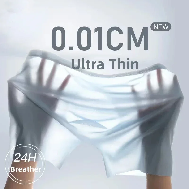 1 Stück Herren Boxershorts Eis Seide Männer Höschen Nahtlose Sexy Unterwäsche Mann Unterhose Höschen Männliche ultradünne atmungsaktive Slips