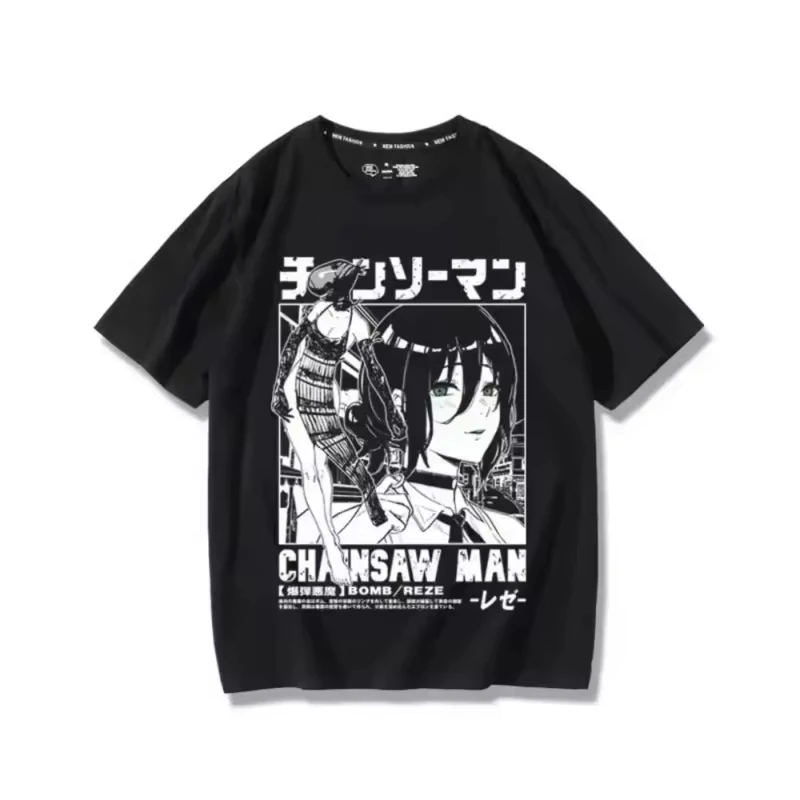 Anime Summer T-shirt Women Chainsaw Man Manga Graphic Men Cotton Short Sleeve Tee Plus Size Women Tops Summer Streetwear image 3