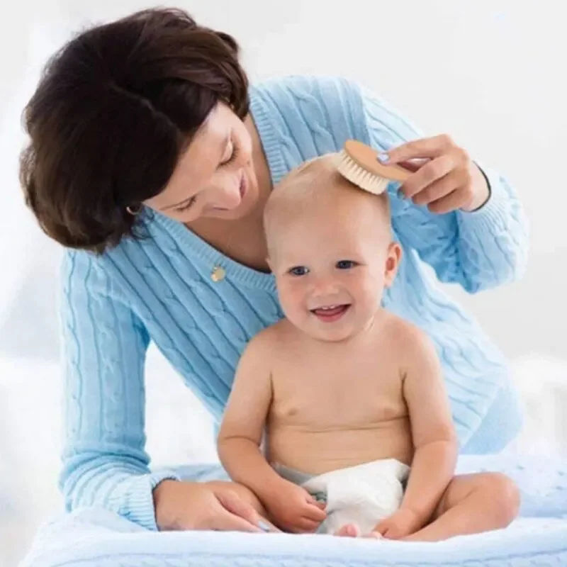 2 pezzi pettine per spazzola in legno per neonato in lana per neonato spazzola per capelli per neonato massaggiatore per la testa pettine portatile pettine per spazzola da bagno per capelli