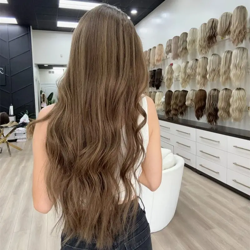 باروكة نسائية 13x4 الجزء الأوسط أومبير براون شعر مستعار أشقر لينة الطبيعية الاصطناعية الدانتيل شعر مستعار أمامي خط شعري طبيعي مقطّع مسبقًا 28 بوصة #6