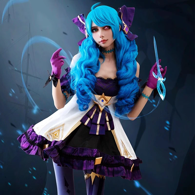 LOL Gwen Cosplay Costume Game Cos LOL Cosplay New Hero Gwen Gothic Dress Lolita Costume and Cosplay Wig Shoe