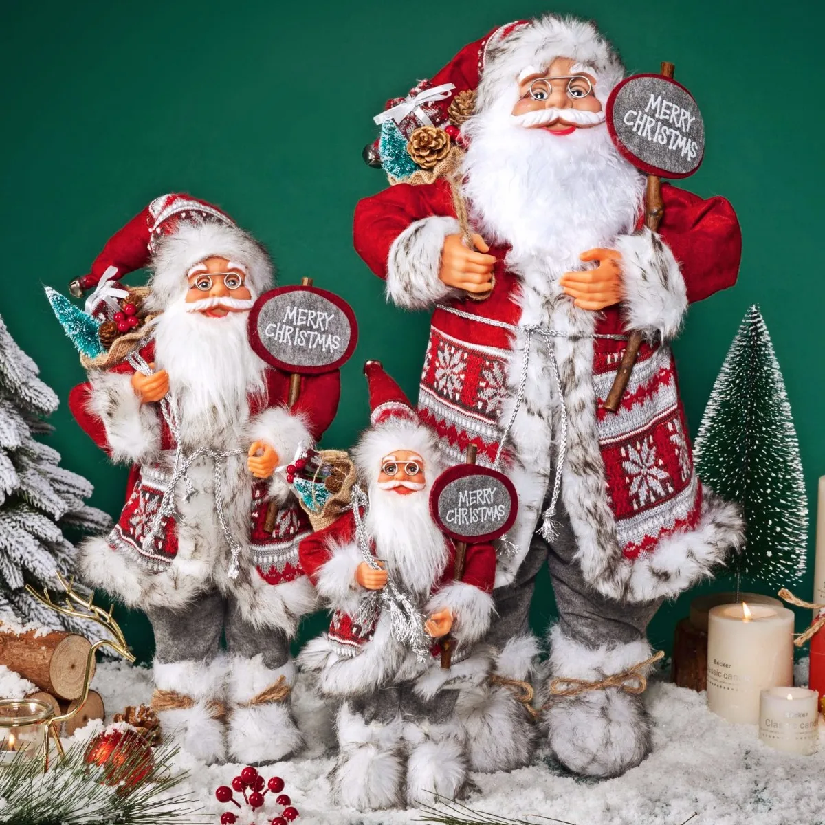 

60cm Christmas Large Santa Claus Dolls Ornaments Standing Santa Figurine Doll 2023christmas Home Decoration