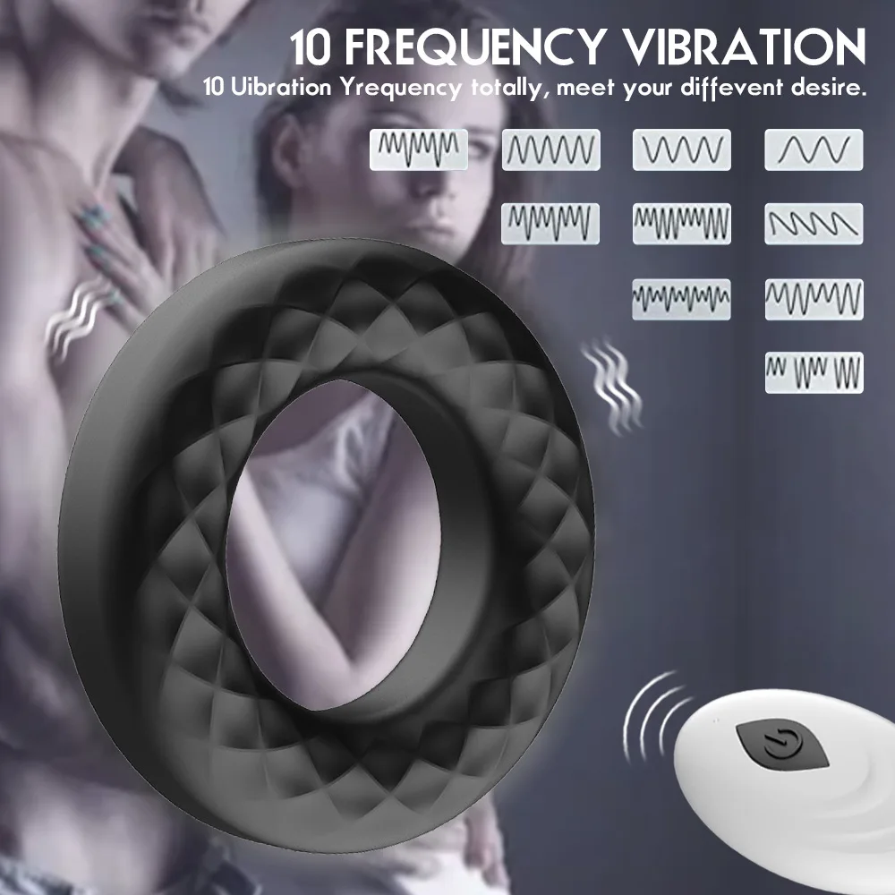 Vibrator Penis Ring Silikon Penis ringe Schwanz Vibrator männliche Penis Massage Sexspielzeug für Männer Fernbedienung 10 Geschwindigkeit Zeit verzögerung