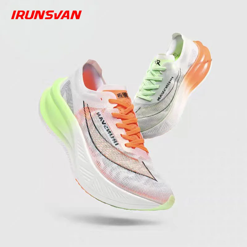 IRUNSVAN Dopamine Color Marathon Nylon Carbon Plate Running Shoes Shock Absorption Ultra-Light Sports Shoes Unisex 028