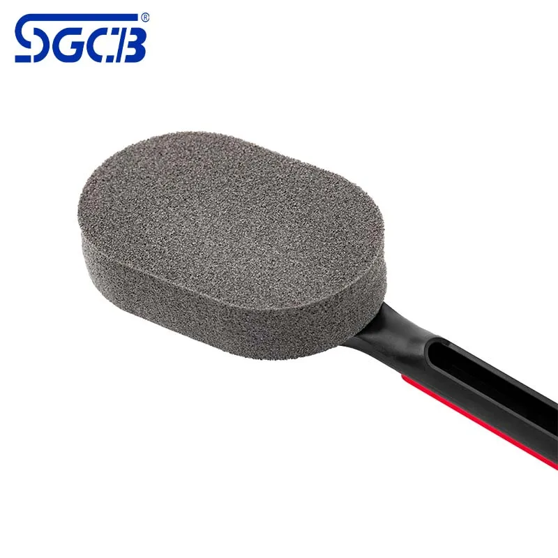 SGCB Car Tire Shine Applicator Brush Wheel Dressing Sponge Applicator Wax Foam Pad With Ergonomic Grip Handle For Auto Detailing