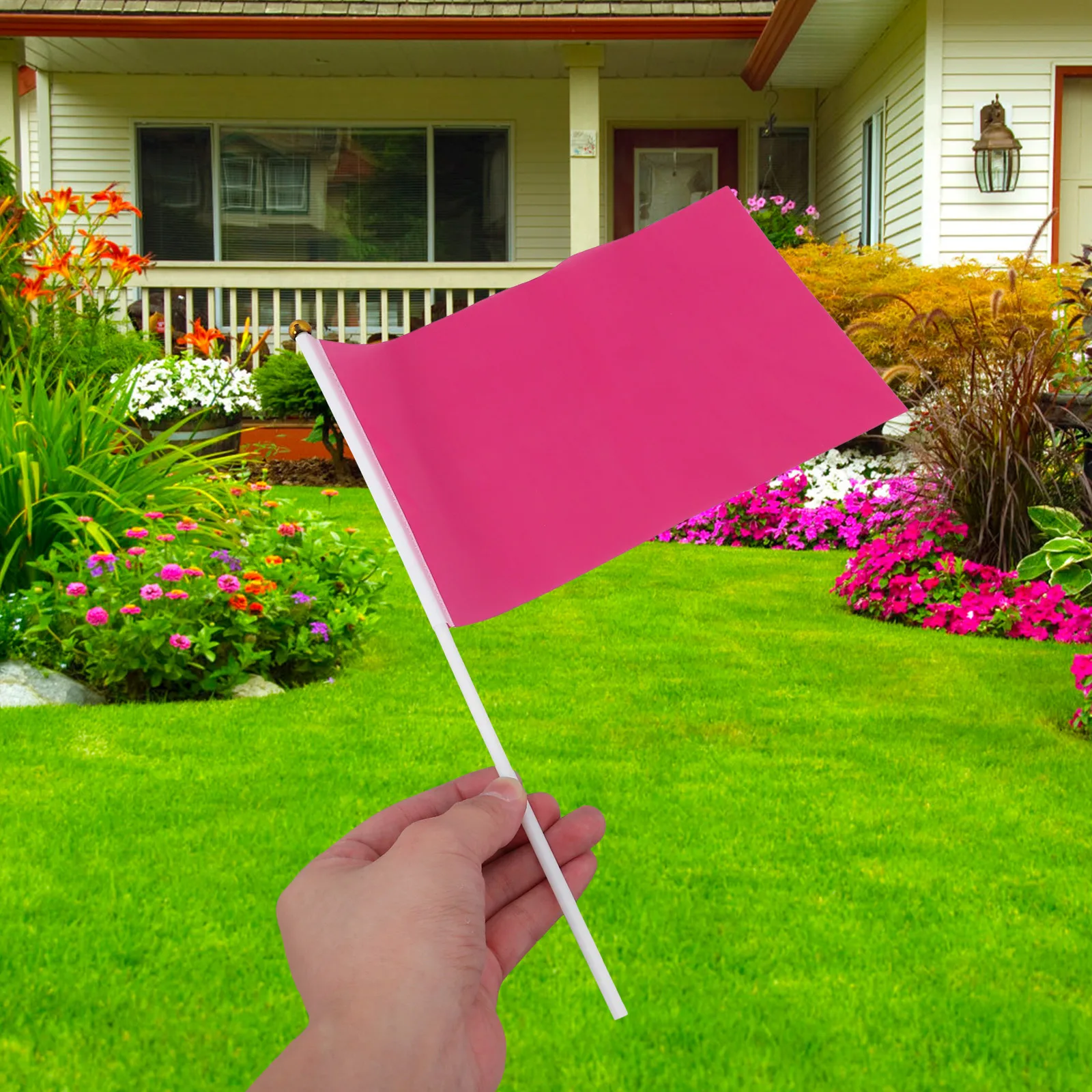 

100pcs Handheld Parade Wear-Resistant Small Solid Color Shaking Flags For Parties Garden Decor Bright Lightweight Durable Flags