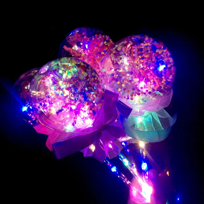 Bacchetta principessa lampeggiante magico bastone LED giocattolo con luce abbagliante sfera luminosa di cristallo bambini ragazze favore puntelli Rave Rally