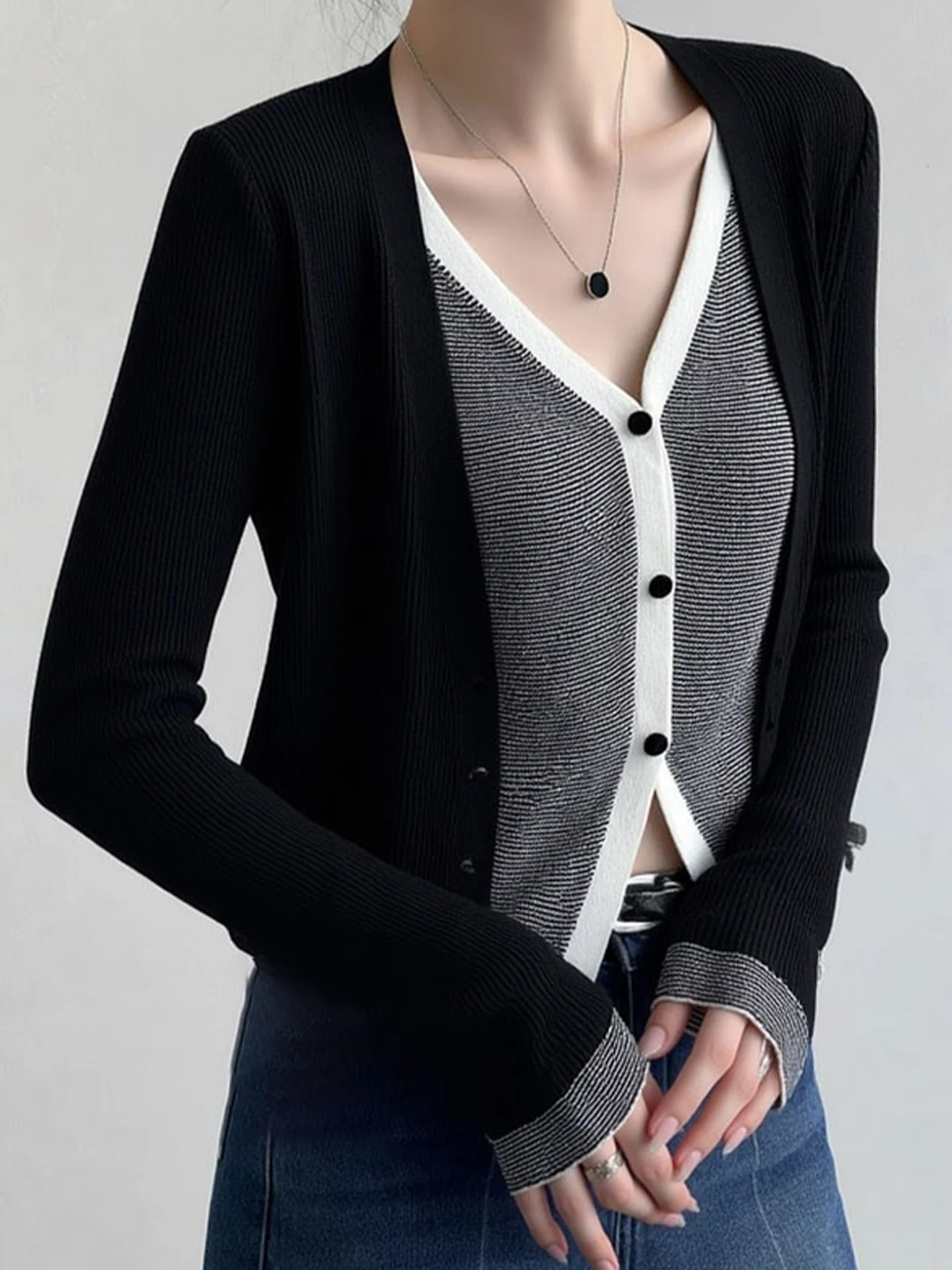 

Мягкий вязаный кардиган женский Slim Fit Long Sve V-Ne Commute Sle Autumn Faion повседневный универсальный базовый слой irt