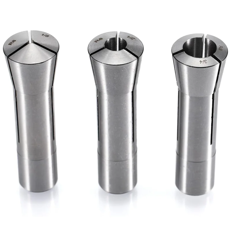 

Набор цанг AT43-R8 (3 шт.), углеродистая сталь 1/8", 1/2", 3/4 дюйма для держателей фрезерных и фрезерных патронов — резьба 7/16–20