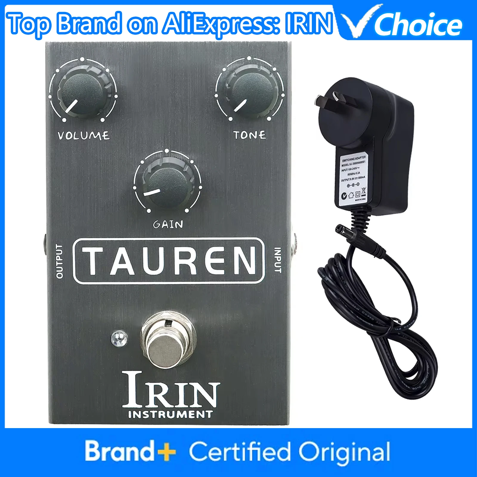 

Педаль эффектов IRIN AN-36 Tauren Overdrive: гитарный эффект с высоким и низким уровнем усиления, чистым бустом и дисторшном, яркое звучание, регулировка через регулятор GAIN