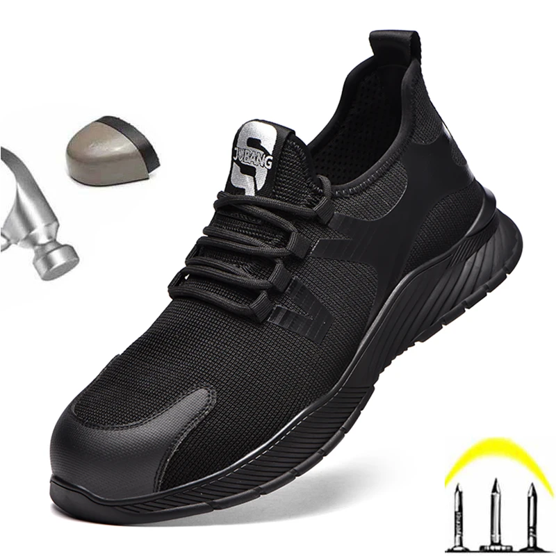 

Men Shoes Ankle Boots Breathable Work Safety Shoe With Steel Toe Cap Kevlar Midsole Puncture-proof High Quality Working Sneakers