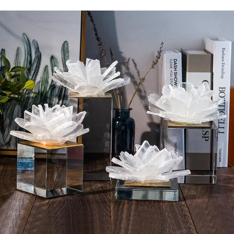 Ornements d'artisanat en cristal de fleur transparente