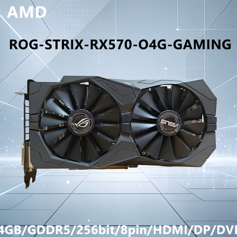 ASUS AMD Radeon RX 570 STRIX-RX570-O4G-GAMING 4GB GDDR5 256bit Graphics Card for HDMI DVI DP 8pin Dual-Fan Game or Office GPU