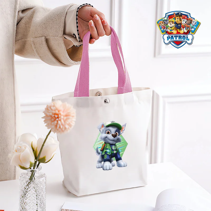 Paw Patrols Bolsa de lona para crianças, Chase Skye, desenhos animados de anime, bolsas fofas, acessórios casuais, sacolas impressas para meninos e meninas, sacola de compras