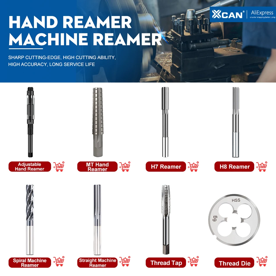 XCAN HSS-Maschinenreibahle Spannreibahle H7 2,0–12 mm gerade Flöte Fräsen Spannreibahle – Detail 1