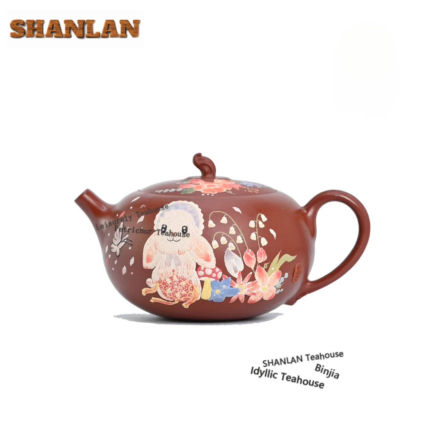 150 مللي رائعة ييشينغ الأرجواني الطين أباريق الشاي اليدوية الملونة رسمت اليشم أرنب شقة شيشي وعاء الخام خام الطين غلاية Zisha طقم شاي #1