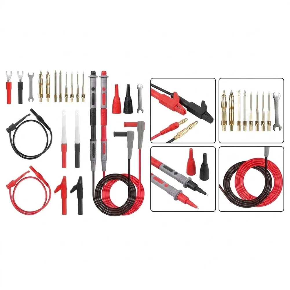 Interchangeable Probe Tips Multimeter Test Cable Kit 23-piece Accessory Set Standard Instrument Compatible For Safe for auto