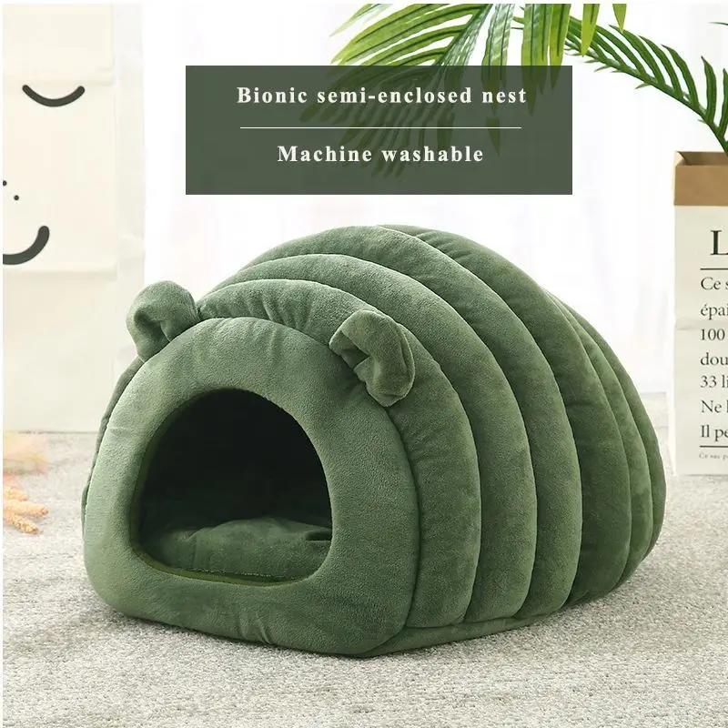 Washable Dog Semi Enclosed  Furry  Insect Design Warm Pet Supplies Pet Nest Bed Wool Tunnel Nest Cat House Pet Tent Dog bed xl