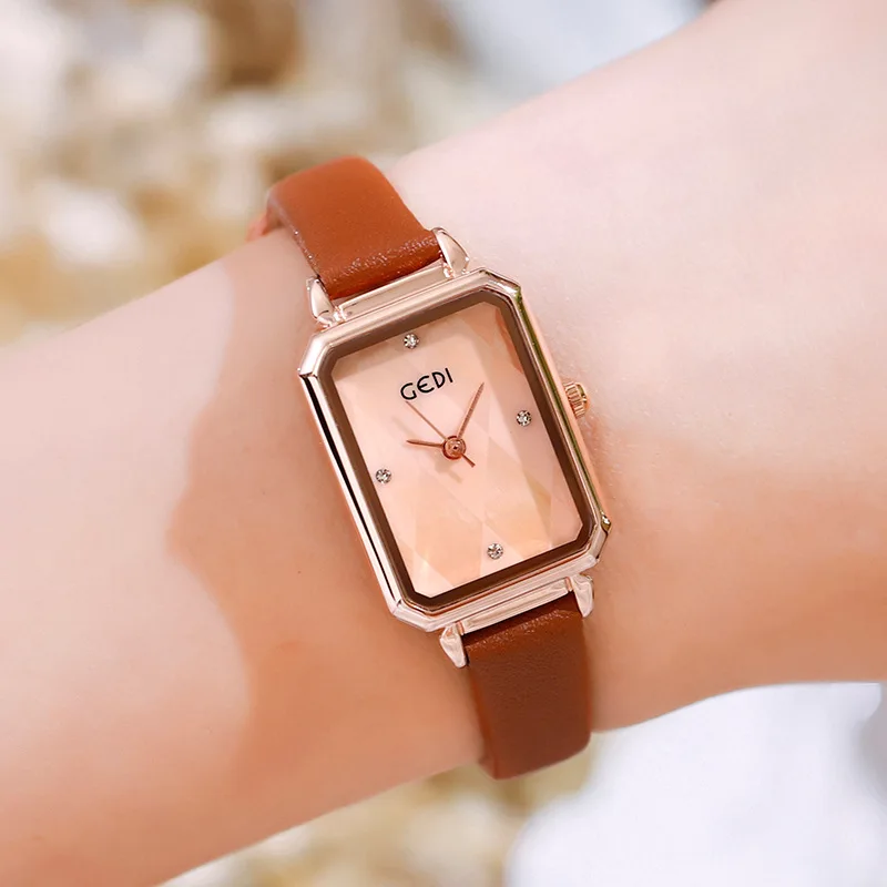 Nuevos relojes de lujo para mujer, reloj cuadrado de cuarzo a la moda para mujer, correa magnética, esfera verde, reloj Simple de malla de oro rosa para mujer