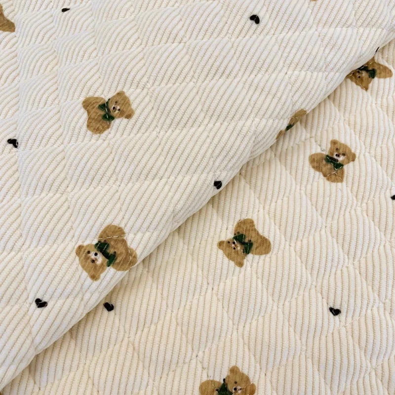 

Fashionable soft sweet bear-quilted fabric diy coat with exquisite printing polyester fabric