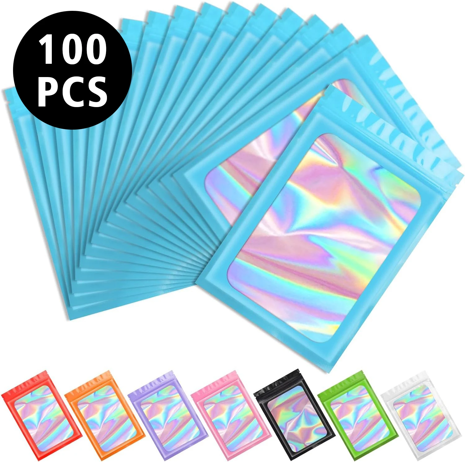 100 Mylar zakken met op maat bedrukt logo, hersluitbaar, voo
