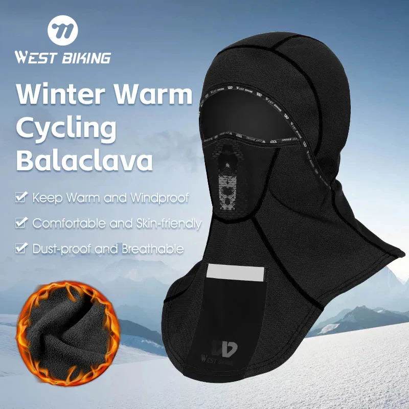 WEST BIKING Winter Warm Cycling Cap Men Thermal Fleece Tactical Balaclava With Pocket Outdoor Windproof Cycling Skiing Face Mask