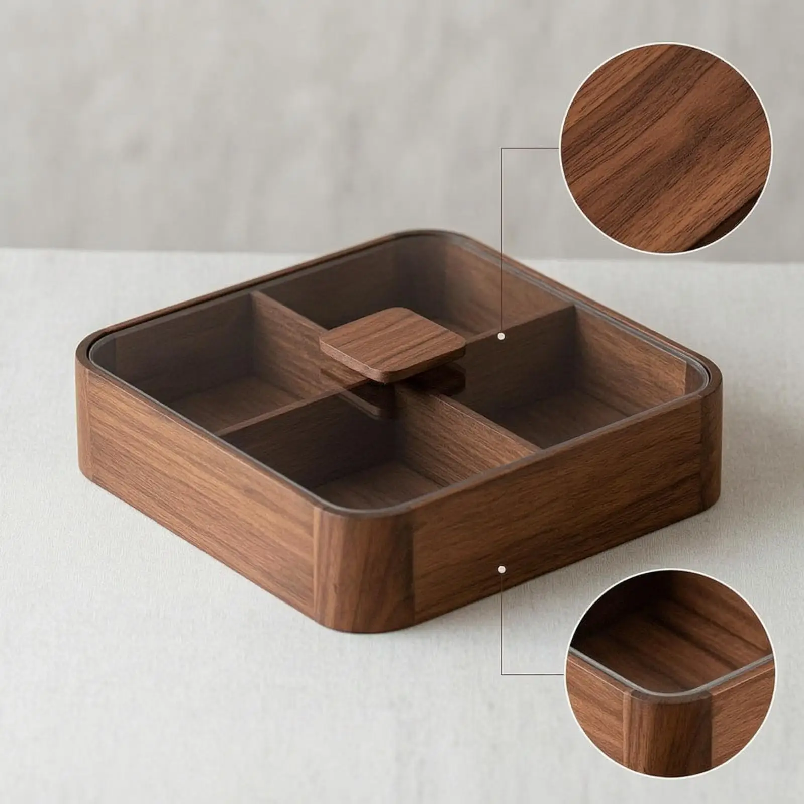wooden-snack-storage-box-with-glass-lid-walnut-toned-divided-snack-storage-box-serving-tray-with-glass-lid-for-hosts-living