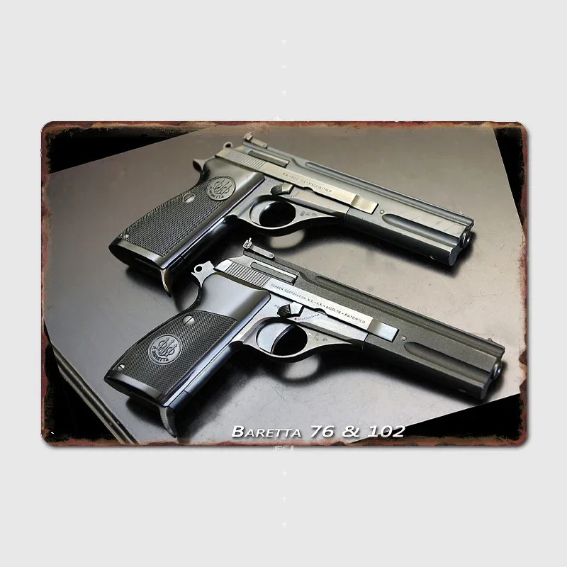 Baretta Pistols Air Gun Metal Sign Poster Garage Living Room Cinema Living Custom Tin Vintage Home Decor