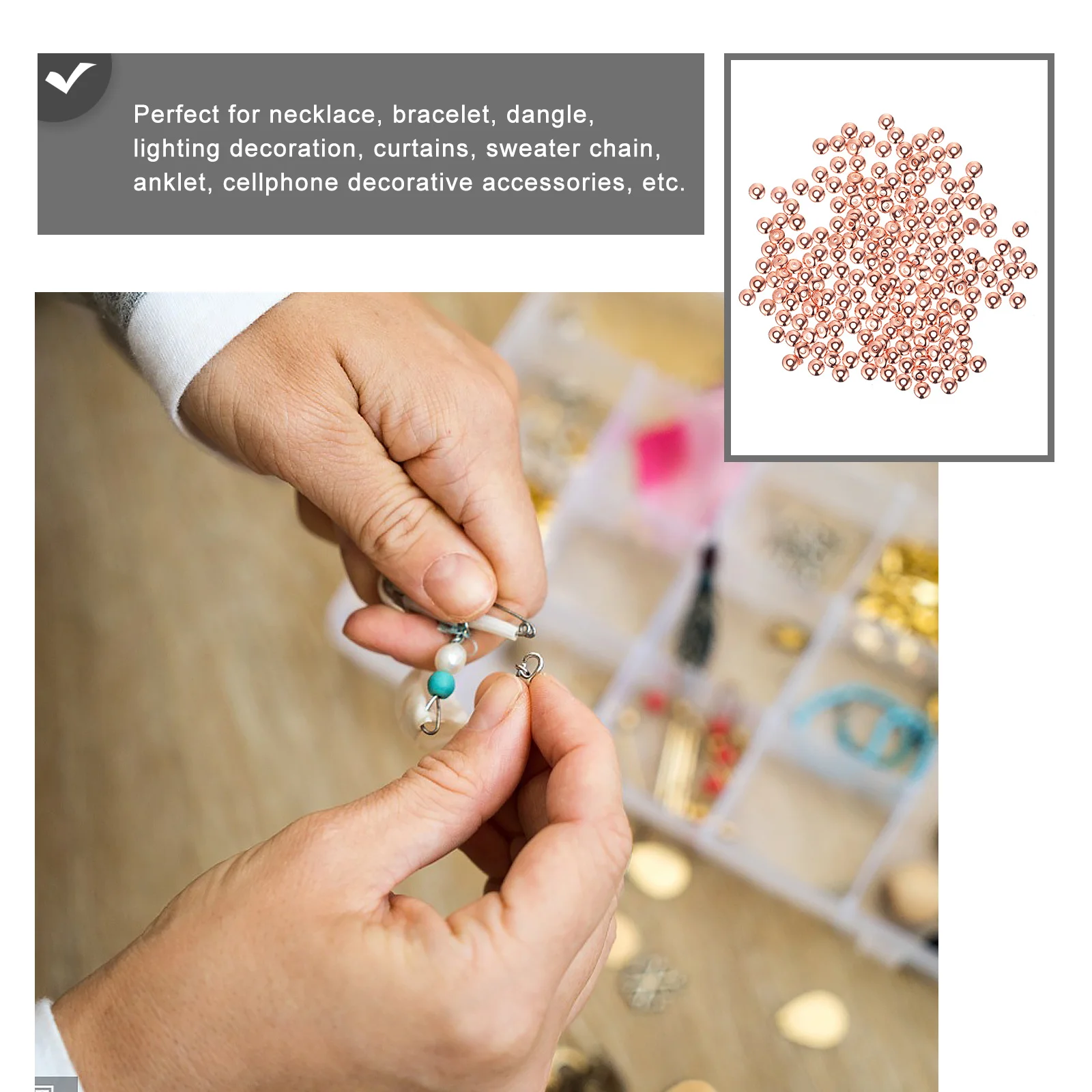 

1000 шт. бусины с отверстиями, универсальные бусины для самостоятельного изготовления браслета на щиколотке, декор для телефона, украшение для освещения занавески