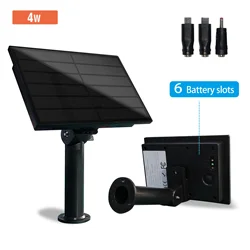 Panel Solar impermeable para exteriores, 4W, batería 18650 integrada, Cable de 2m cargado USB Tpye C DC5V, 12V, alimentado para cámara de seguridad WIFI