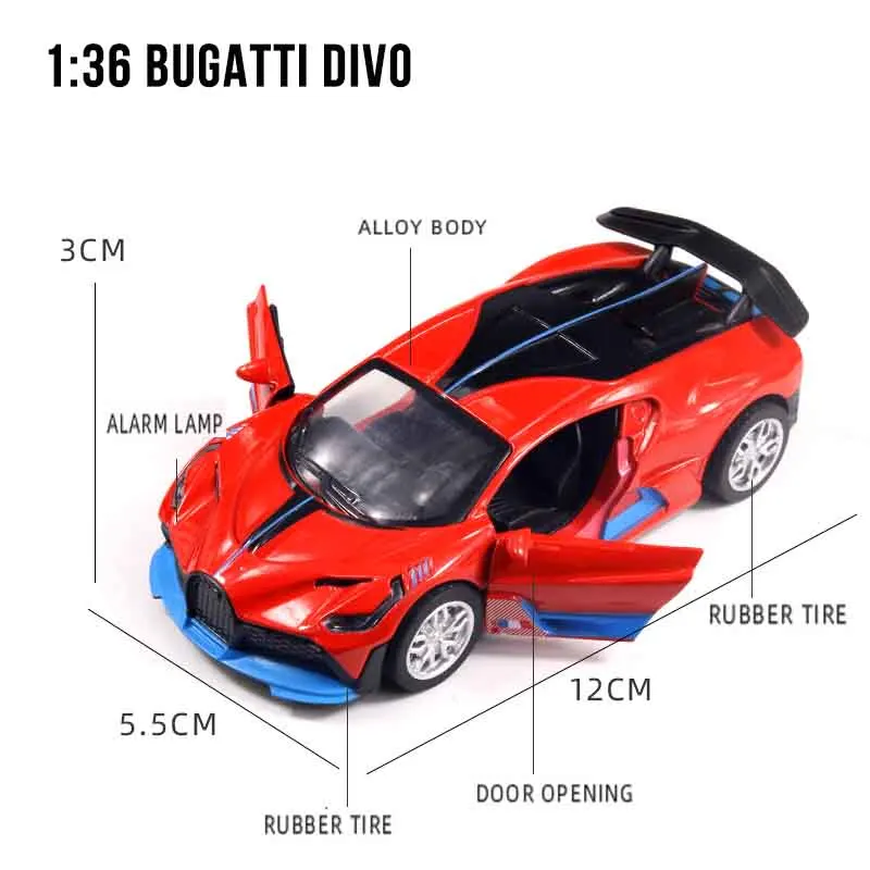1:36 Bugatti Divo Sport Car Toy Diecasts & Toy Vehicles Metal Toy Car Model High Simulation Pull Back Collection Boy Toy