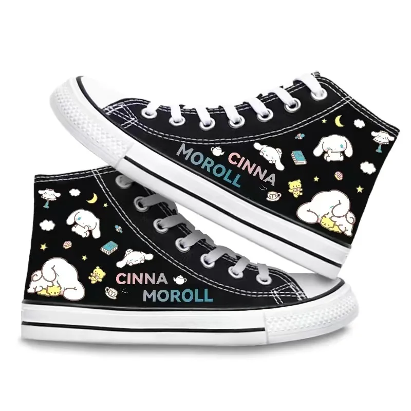 Sanrio Cinnamoroll Print Couple Shoes Preppy Style Student Canvas Shoes Cartoon Q Edition High Top Casual Ręcznie malowane trampki