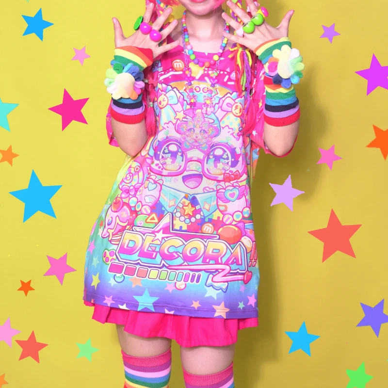 ใหม่สายรุ้งสัตว์พิมพ์เสื้อยืดผู้หญิง Original Design วัฒนธรรมหวาน Cool อเนกประสงค์อ่อนเยาว์แขนสั้นเสื้อยืดสุภาพสตรี