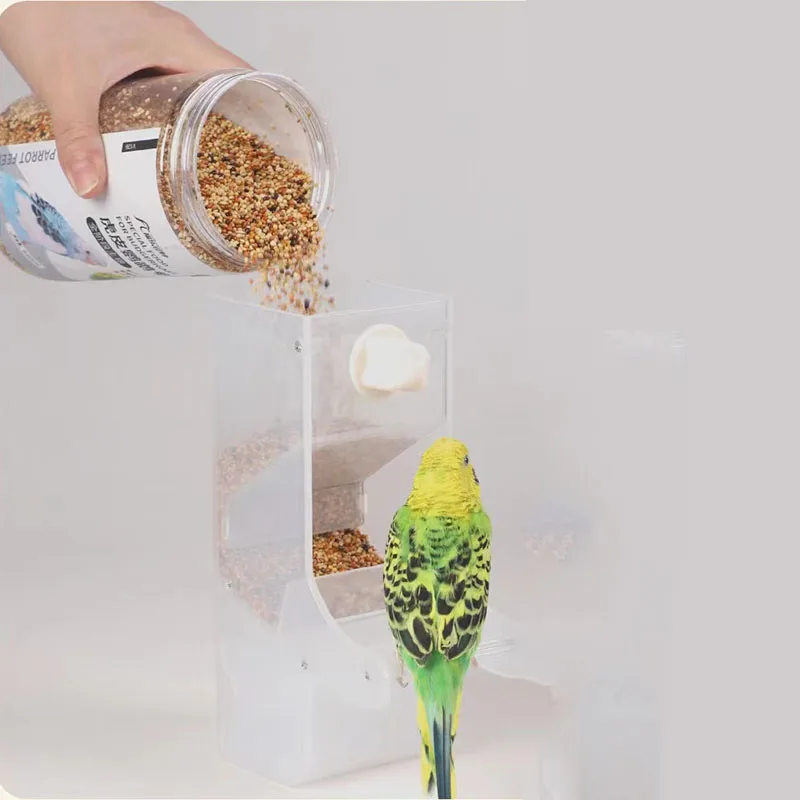 Large Capacity Automatic Bird Feeder Plastic Food Feeding Parrot Pet Food Bowls Pet Bird Supplies Splash Protection with Stand