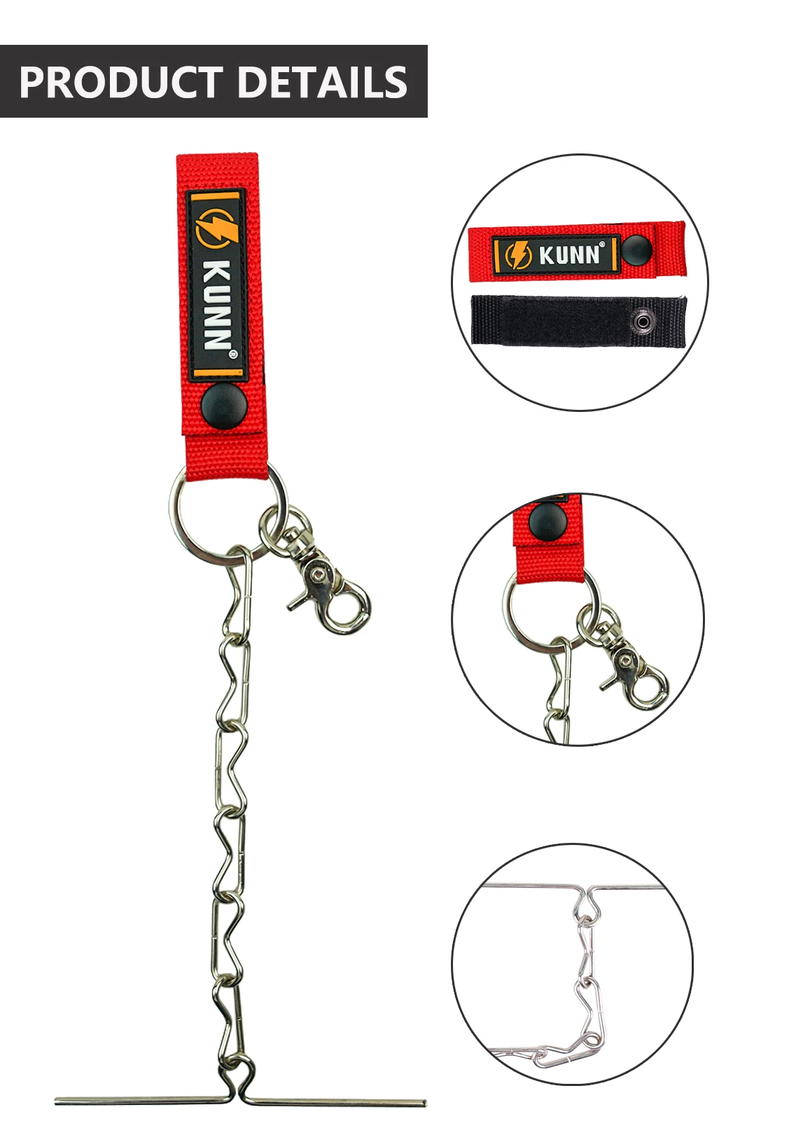 KUNN Electrical Tape Holder,Dual-Use Tape Thong,Enhanced Fast Tape Holder Chain for Tool Belt with Keyring,Snap Loop and Button