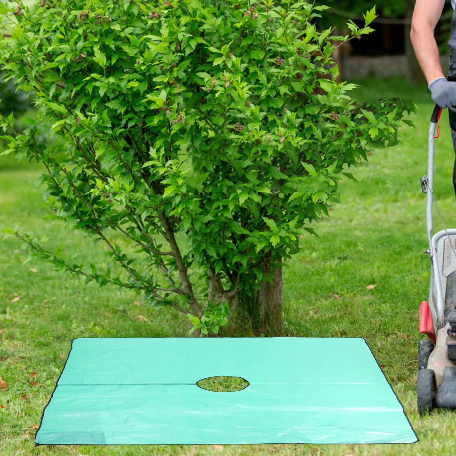Waterproof Landscape 200X200Cm Garden Trimming Mat For Tree Shrub Pruning Leaf Collection With 30Cm Hole Durable Outdoor Tarp