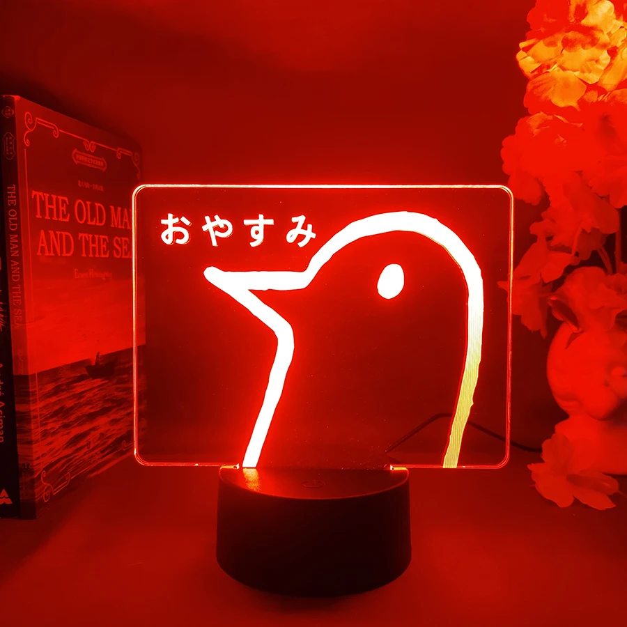 Oyasumi punpun Characters Duck 3d Illusion Nightlight Good Night Punpun Manga Lamp for Kids Bedroom Decoration New Year Gift