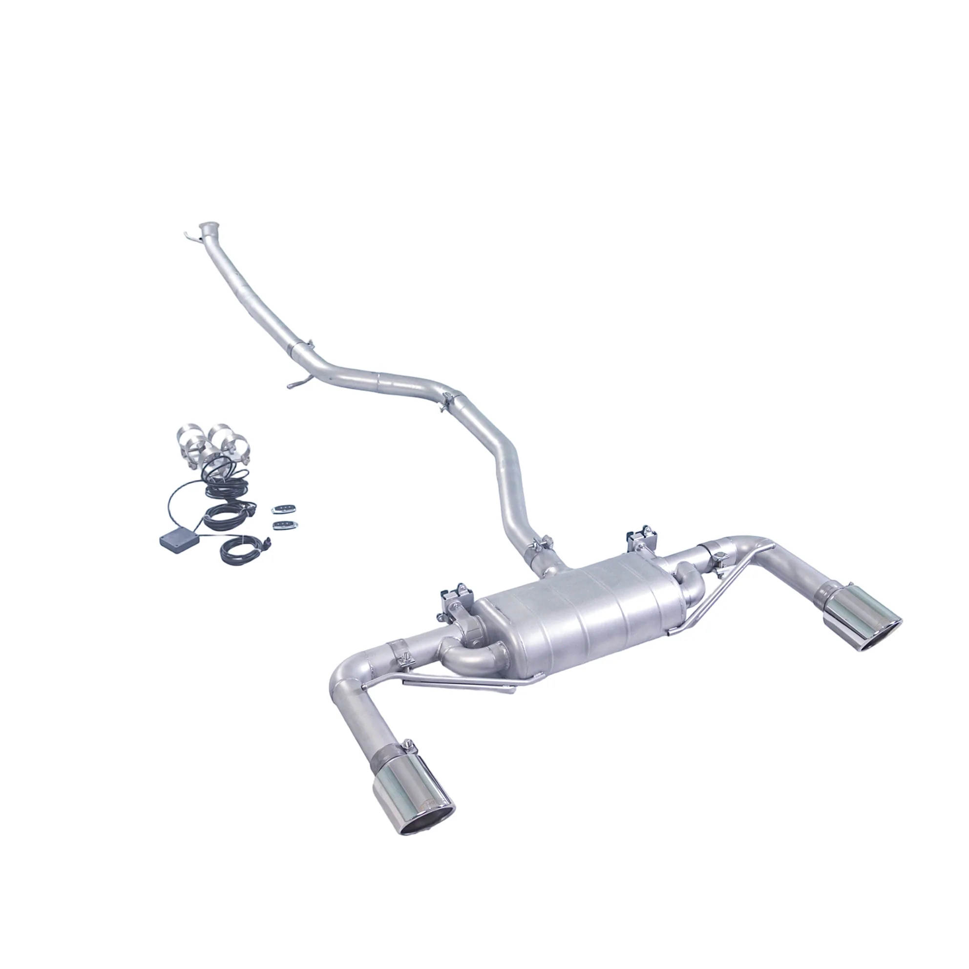 For 2013 Mercedes-Benz A260 W176 2.0T FWD Catback Exhaust Mid Rear Section Single Muffler Dual Valve Dual Outlet Exhaust System