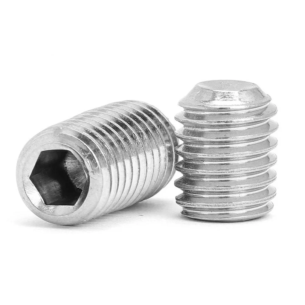 10Pcs Headless Hexagon Socket Grub Screw DIN916 Hex Socket Set Screw Cup Point Stainless Steel M2 M3 M4 M5 M6 M8 M10