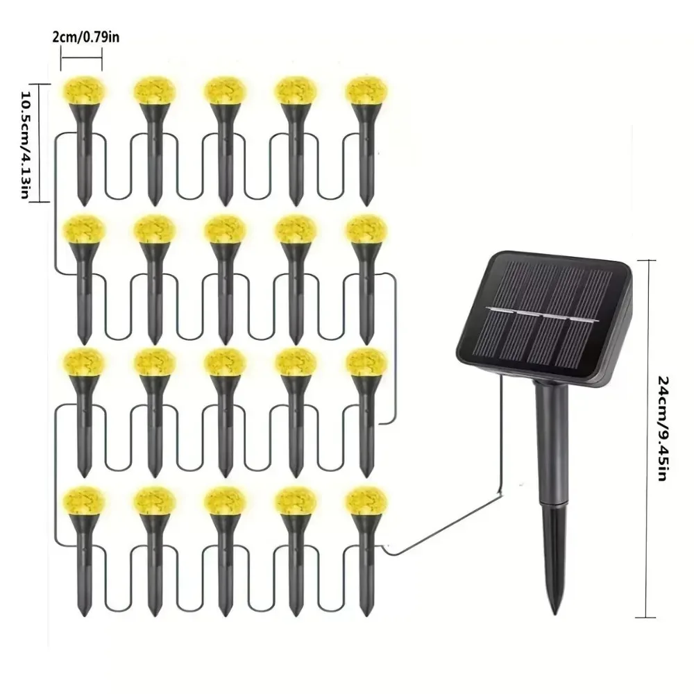 Solar 5M 20LED Waterproof Lawn String Lights Outdoor Landscape Lamp for Garden Yard Path Christmas Holiday Party Decoration
