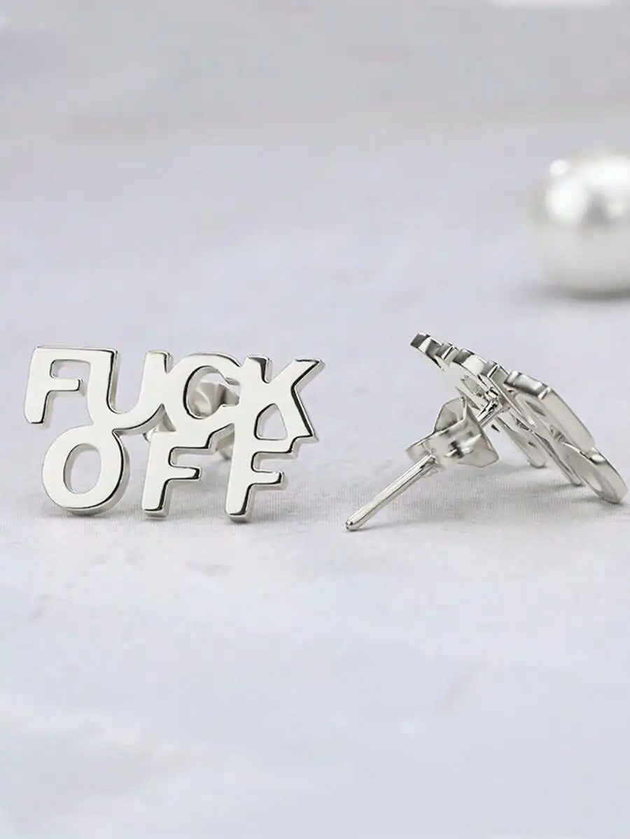 

Punk Style Stainless Steel Letter Stud Earrings For Women Funny Charm Jewelry Party Accessory