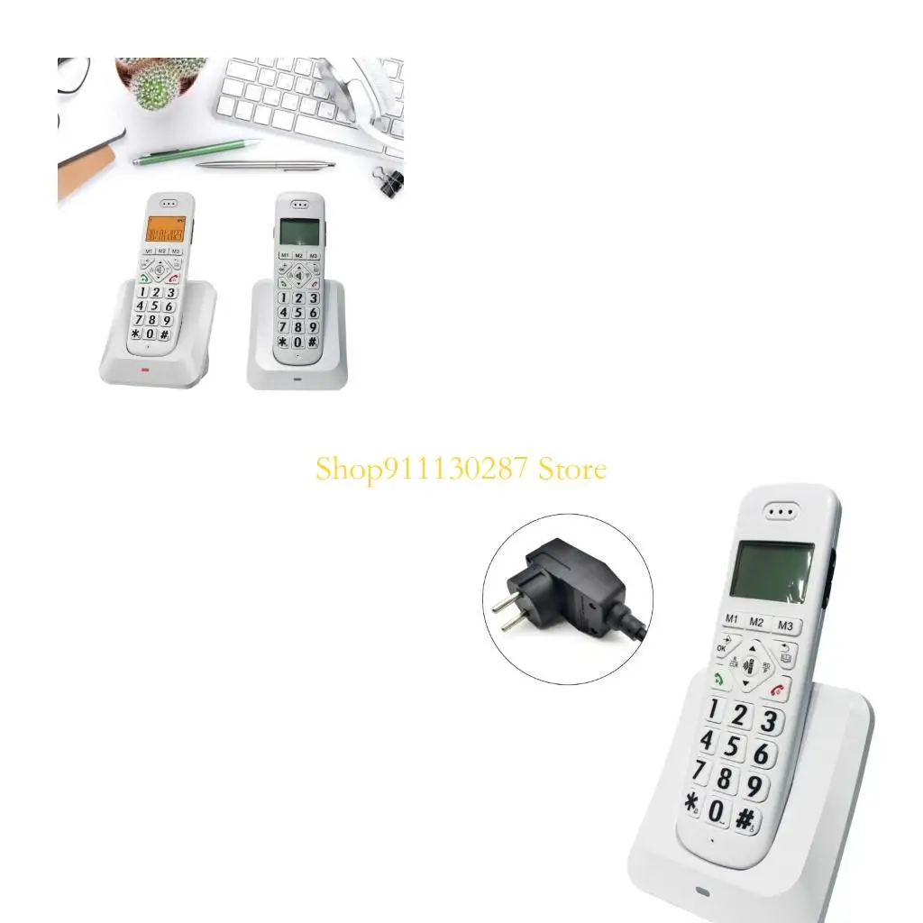 J1HC D1011 Cordless Telephone Large LCD Big Buttons with CallerID Storage Redials Low Radiation for Home Business