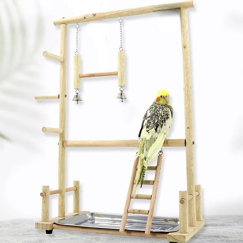 48*33*53cm Wood Parrot Playground Bird Perch with Ladders Feeder Parrot Bite Toys Bird frame Stand Cage Bird Suspension Bridge