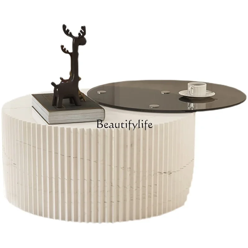 

ls 04Italian minimalist tempered glass coffee table high-end villa light luxury small apartment tea table